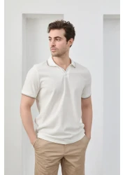 RAVANELLI Men's Non-Shrink Cotton Fabric Slim Fit Slim Fit Polo Neck T-Shirt