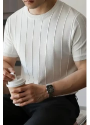 COOL TARZ Vibrant White Men's Round Neck Knitted T-Shirt