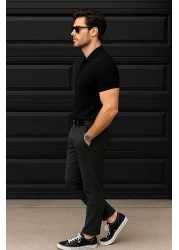 Delpino Polo Neck Knitwear Men's Cotton T-Shirt