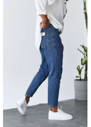 NO61 MAN بنطال جينز Boyfriend بلون أزرق عادي