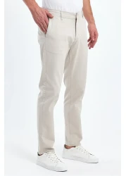 TheSeason بنطال تشينو مرن من القطن الجبردين باللون البيج للرجال