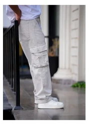 COOL TARZ Men's Cargo Pocket Baggy Trousers Gray Color