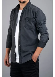 bombe Men's Denim Shirt Slim Fit Smoked 124