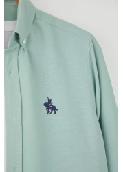  Collection Mint Regular Fit Embroidery Detailed Oxford Easy-Iron Smart Shirt Tmnaw25Go00036