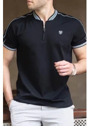 Madmext تي شيرت رجالي بياقة بولو سوداء 9281