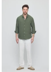 GEİO Men's Oversize Cut Linen Shirt