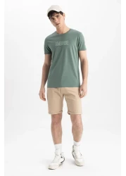 Defacto تي شيرت نحيف برقبة دائرية مطبوع 100% قطن