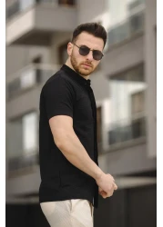 Oksit قميص رجالي من Dennie بجيب واحد من القماش الوافل وأكمام قصيرة ورقبة دائرية