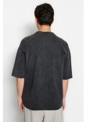  Collection Anthracite Faded Effect Oversize Cotton T-Shirt - Tmnss23Ts00153