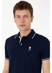 U.S. Polo Assn. تي شيرت رجالي بقصة ضيقة وياقة بولو باللون الأزرق الداكن 50305980-vr033