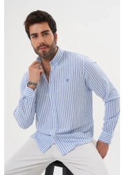 Catto Peak قميص رجالي عادي من القطن المغسول مخطط