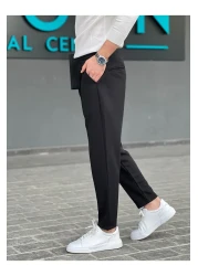 ElitWear سروال رجالي بخصر قابل للتمدد برباط مخفي وقطع جزرة