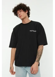  Collection Oversize Black Cotton T-Shirt - Back Printed TMNSS22TS0913