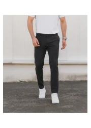 Bürke Men's Anthracite Lycra Flexible Ankle Length Fabric Trousers