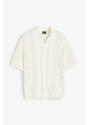 H&M قميص بولو فضفاض محبوك بنمط Pointelle