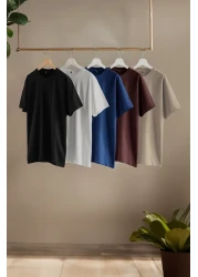  Collection أسود-كحلي-بني-مينك-إكرو Slim/Fitted 5-Pack 100% قطن Tok تي شيرت TMNAW20TS0243