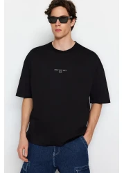  Collection تي شيرت أسود كبير الحجم مصنوع من القطن بنسبة 100% مطبوع عليه لعبة Game Over Back