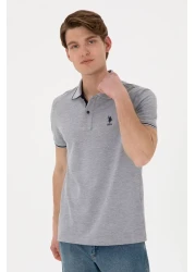U.S. Polo Assn. Men's Slim Fit Polo Neck Gray Melange Basic T-Shirt 50305980-Vr086