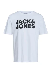 Jack & Jones تي شيرت جاك جونز أبيض برقبة دائرية للرجال 12151955 Jjecorp