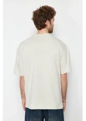  Collection Oversize Stone Color Deer Embroidered Cotton T-Shirt - TMNSS24TS00055