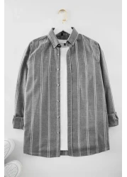  Collection Black Pinstripe Slim Fit Shirt - Button Collar TMNSS20GO0092