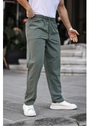 COMBİNE MİCHAİL Khaki Color Men's Summer Linen Blend Relaxed Trousers