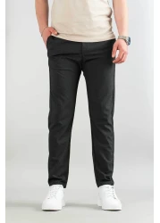 bombe بنطال رجالي من قماش الليكرا المدخن المرن بطول الكاحل كاجوال مريح بجيوب جانبية