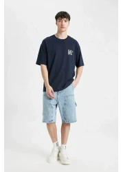 Defacto Comfort Fit Crew Neck Printed Short Sleeve T-shirt C4082AX24SM