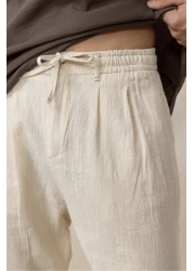 Valiberta Cotton Flamingo Extra Comfortable Fit Straight Leg Jogger Men's Trousers - Ecru