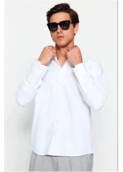  Collection White Regular Fit Embroidery Detailed Easy-Iron Smart Shirt Tmnaw24Go00089
