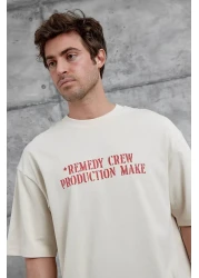 NOMARC Cream Remedy Crew Written Oversize Tshirt