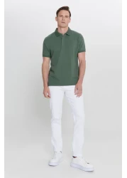 Altınyıldız Classics Men's Khaki Slim Fit Polo Collar Cotton T-Shirt - Uncurlable