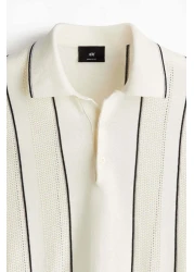 H&M Regular Fit Pointelle-knit polo shirt