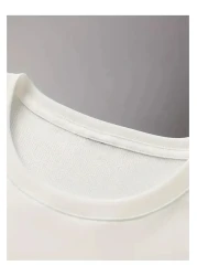 LAND MODA Comfortable Crew Neck T-Shirt with Paris Letter Print for Men,