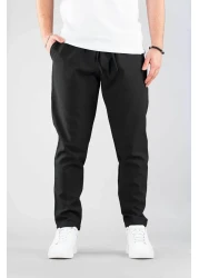 bombe Men's Black Comfortable Boyfriend Elastic Waist Drawstring Cotton Jogger Pants