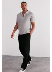  Collection إصدار محدود من تي شيرت محبوك بياقة بولو وسحاب ومخرم بقصة عادية TMNSS24PO00001