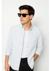  Collection Khaki Regular Fit Striped Oxford Easy-Iron Men's Shirt Tmnss25Go00078