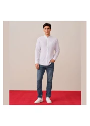 Giordano قميص أكسفورد رجالي بأكمام طويلة من القطن المقاوم للتجاعيد