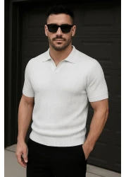 Delpino Polo Neck Knitwear Men's Cotton T-Shirt