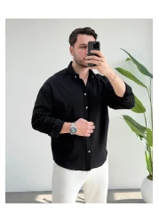 viperkombin Men's Linen Shirt Regular Crinkle Linen