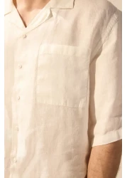  Collection قميص إكرو إصدار محدود 100% كتان كبير الحجم (TMNSS24GO00059)