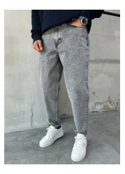 DİFRANSEL Men's Comfortable Fit Gray Boyfriend Pants