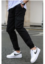 Madmext Men's Black Cargo Pocket Pants 5447