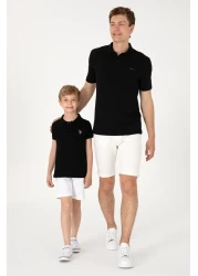 U.S. Polo Assn. تي شيرت أسود أساسي بياقة بولو للرجال 50306007 -vr046