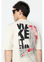  Collection Stone Oversize/Wide Cut Text Back Printed 100% Cotton T-Shirt Tmnss21Ts1064
