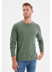  Collection Dark Green Long Sleeve 100% CoTTon T-Shirt - Regular FiT TMNAW21TS0208