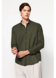  Collection قميص شتوي أخضر بقصة ضيقة - ياقة بأزرار TMNAW20GO0094