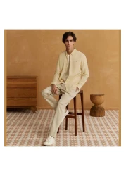 Giordano Men's Cotton Oxford Shirt - Small Lion Embroidery, Slim Fit, Full Button