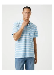 Koton تي شيرت أساسي بياقة بولو وجيب بأزرار