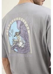  Collection ArTisTic PrinTed Gray Oversize T-Shirt - 100% ShorT Sleeve TMNSS21TS3559